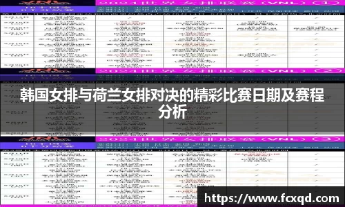 韩国女排与荷兰女排对决的精彩比赛日期及赛程分析